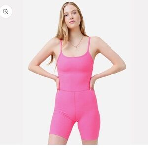 Beyond Yoga SPACEDYE GET IN GEAR BIKER Hot Pink JUMPSUIT Size XL